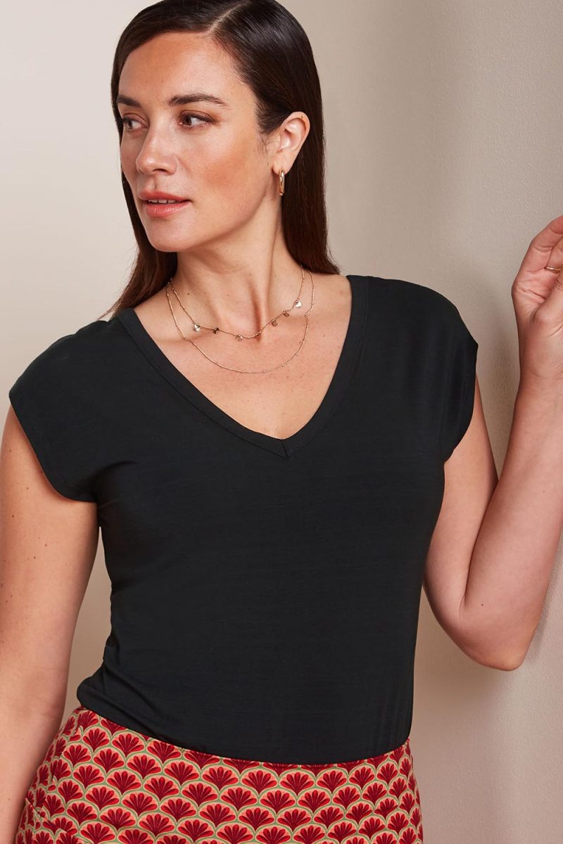 DOUBLE V CAPRICE Topp i tencel, Black
