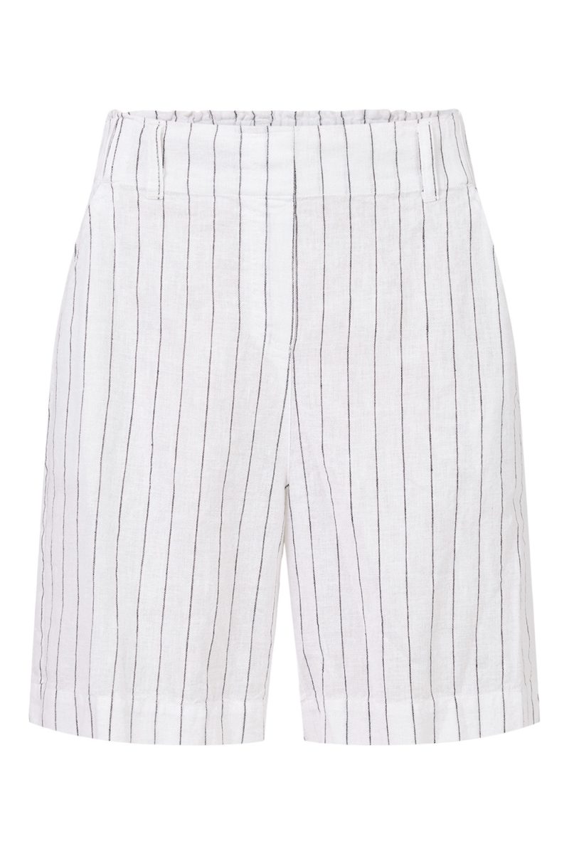 Shorts i lin/bomull, White/Black