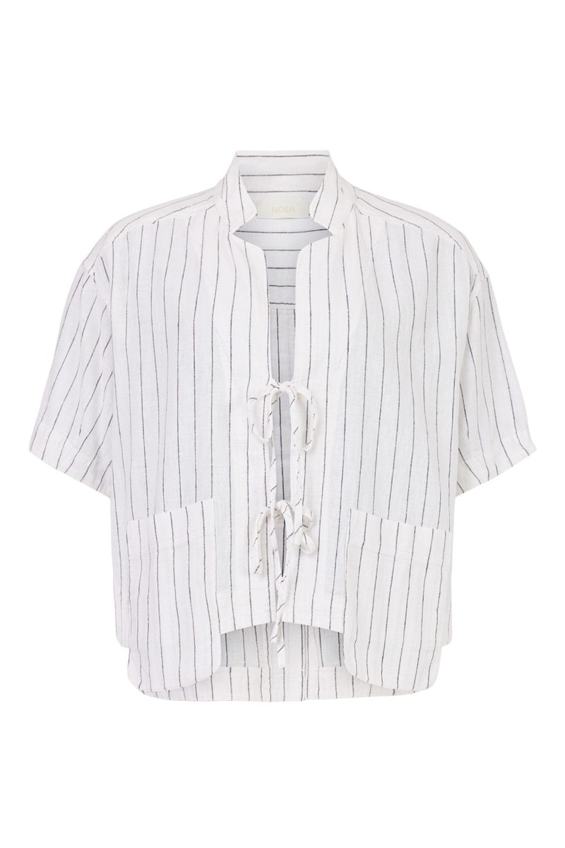 Jacka i lin/bomull, White/Black