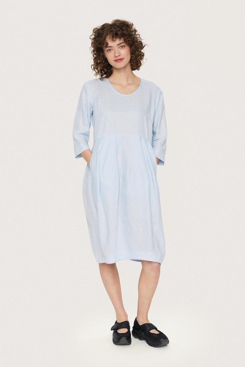 AIRY LINEN Klänning i lin, Cool Blue