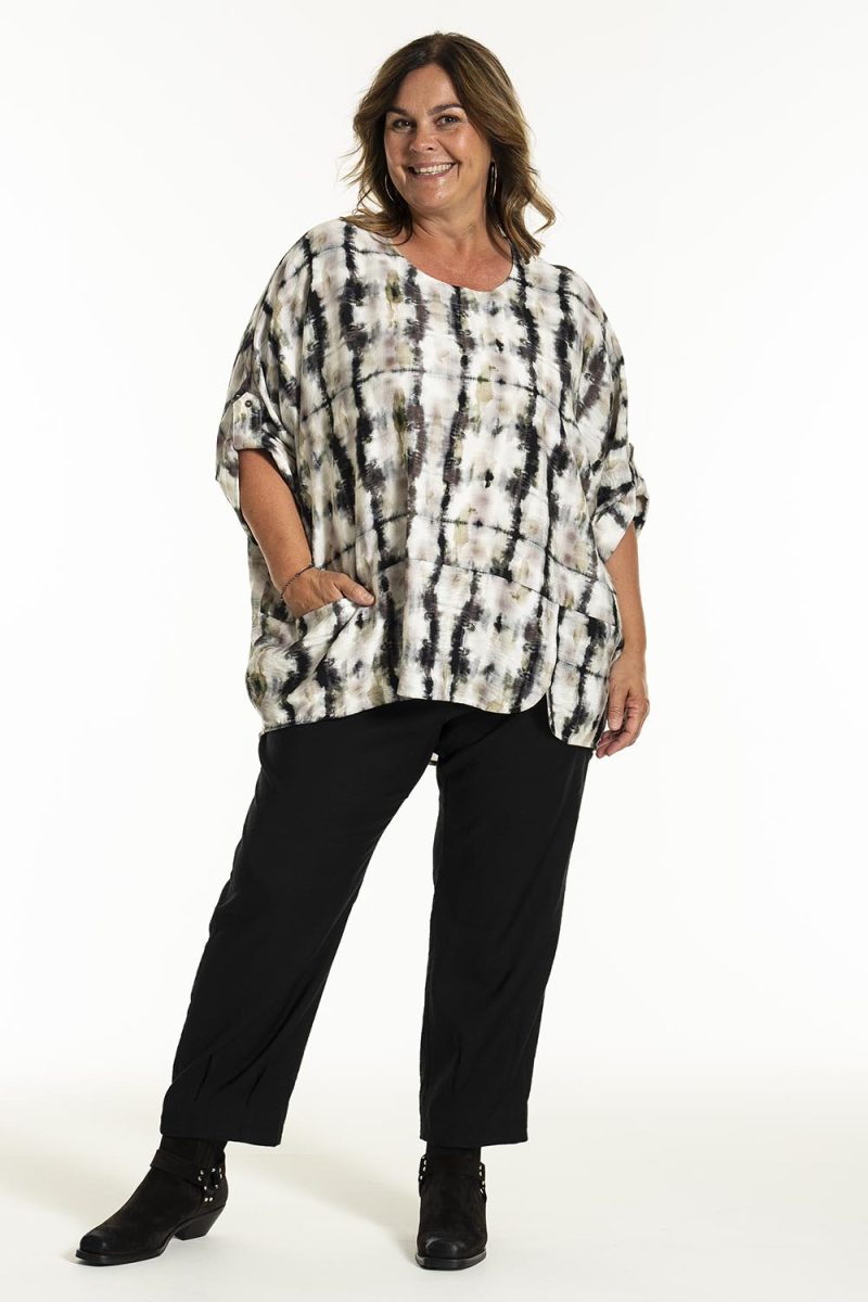 gELISSA Blus i viskos, Offwhite-Black-Clay