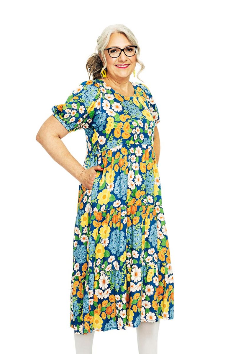 IDA BLOMKLASAR BLÅ Klänning i tencel