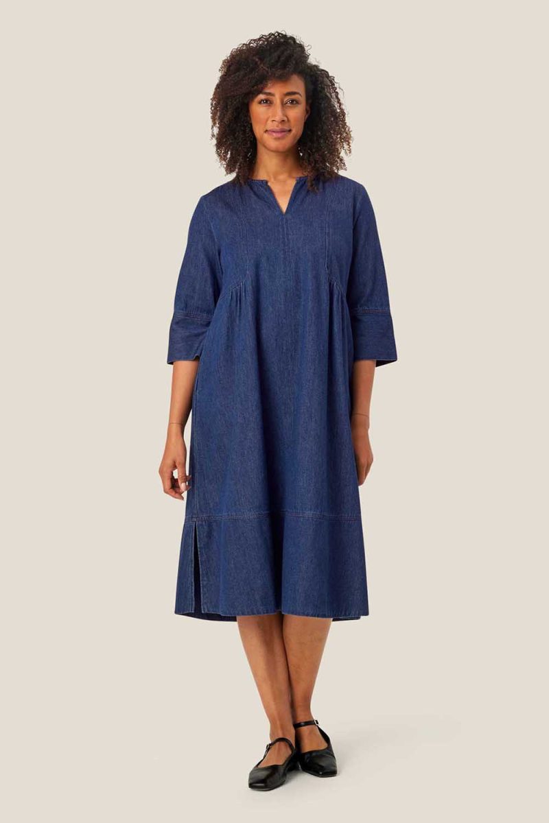MaNASYA Klänning i bomull, Dark Denim