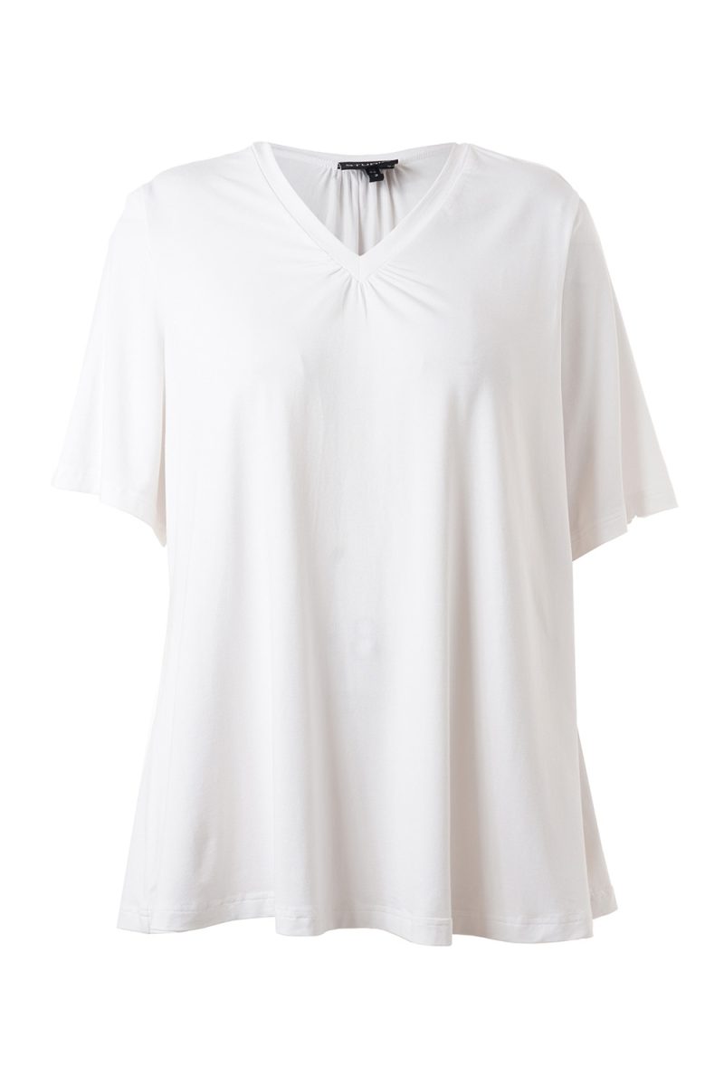 sLYKKE T-Shirt i viskostrikå, Offwhite