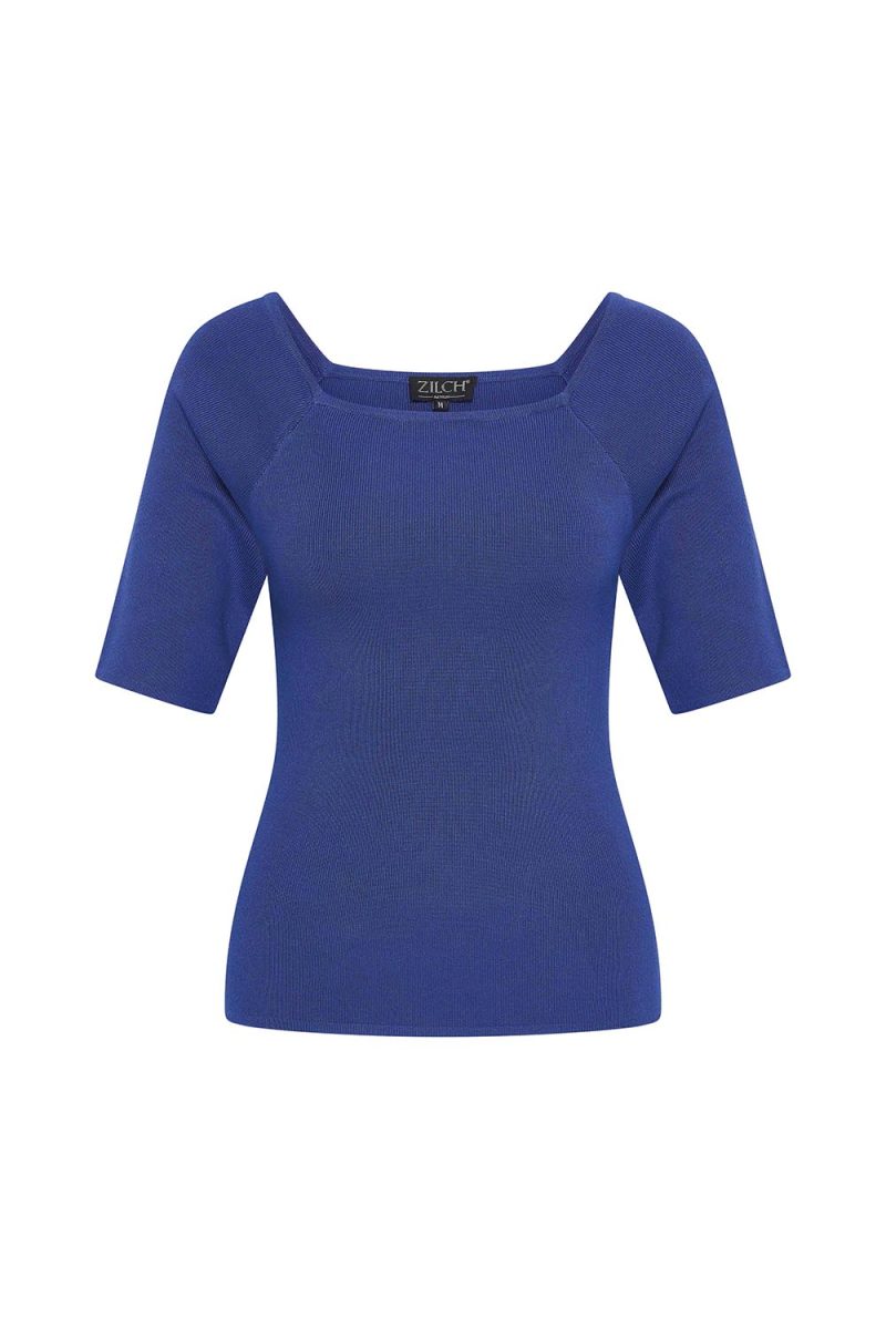 Topp i ribbstickad bambu, Royal Blue