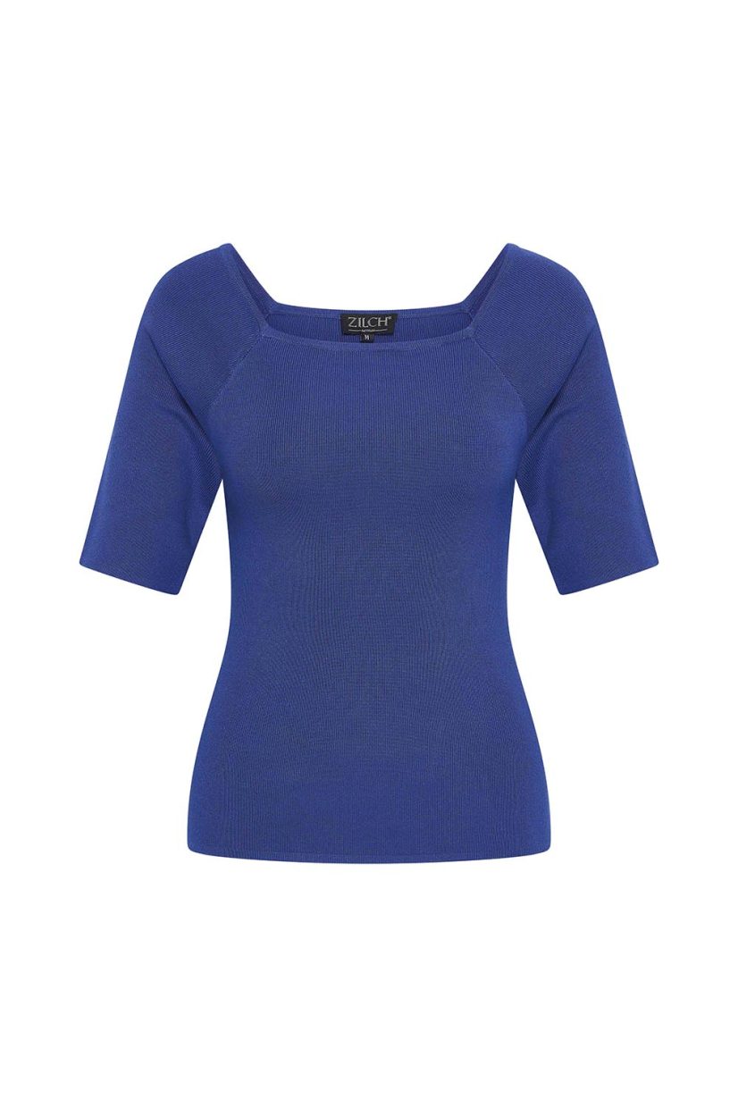 Topp i ribbstickad bambu, Royal Blue