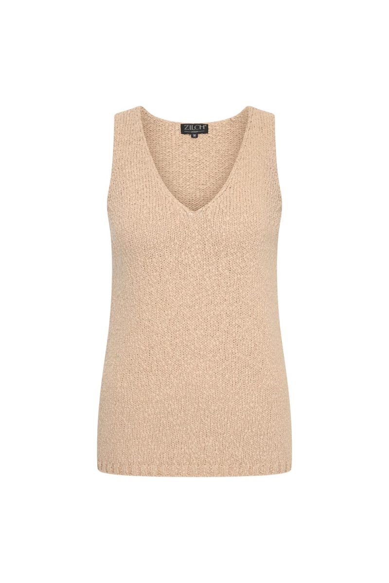 Stickat linne i bomull, Beige