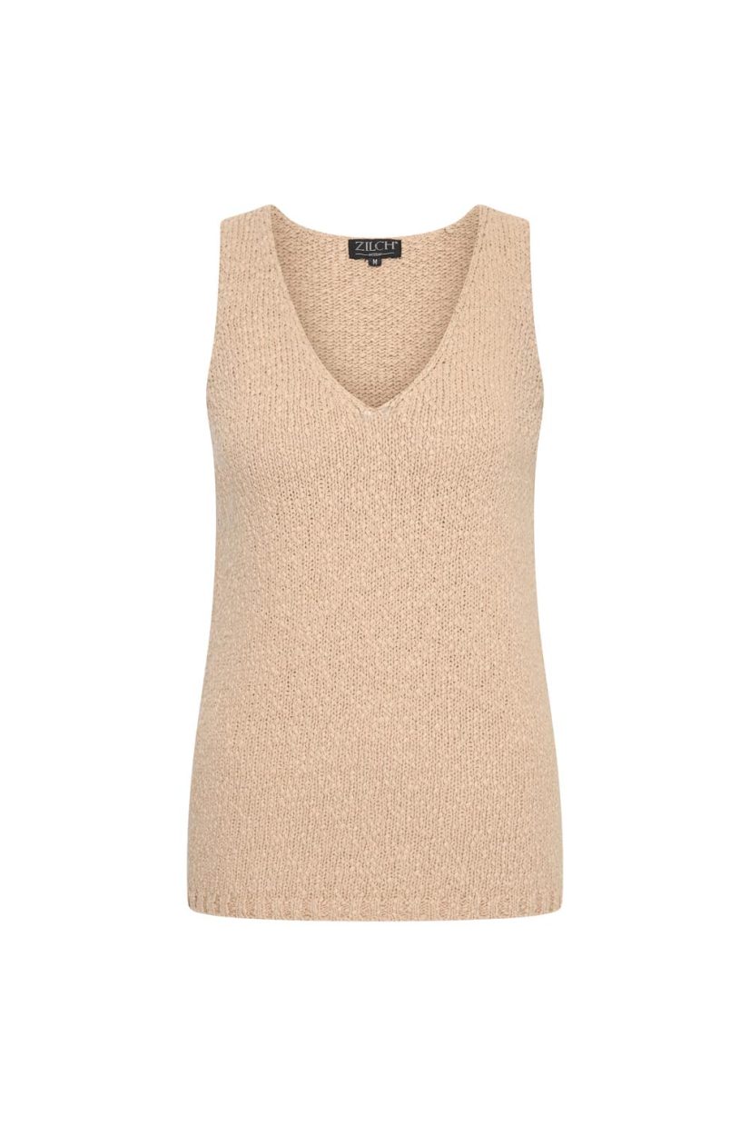 Stickat linne i bomull, Beige