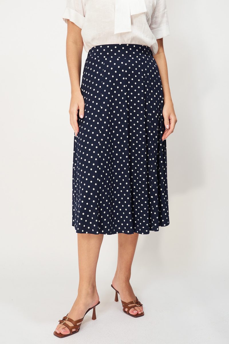 SUNVI DOT Kjol i viskostrikå, Midnight Blue