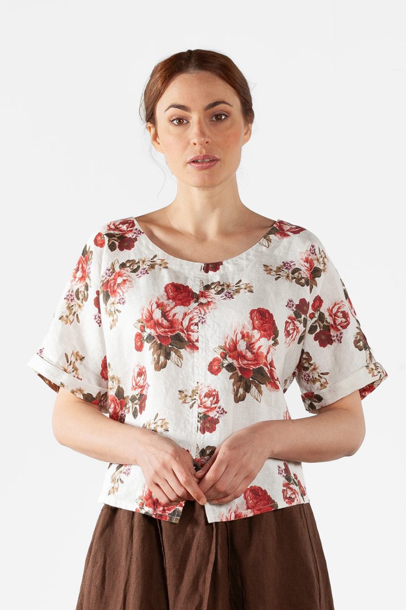 TILDUR Topp i lin, Red Flower