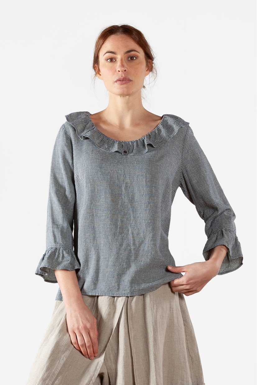 TAFS Blus i hampa/tencel, Check