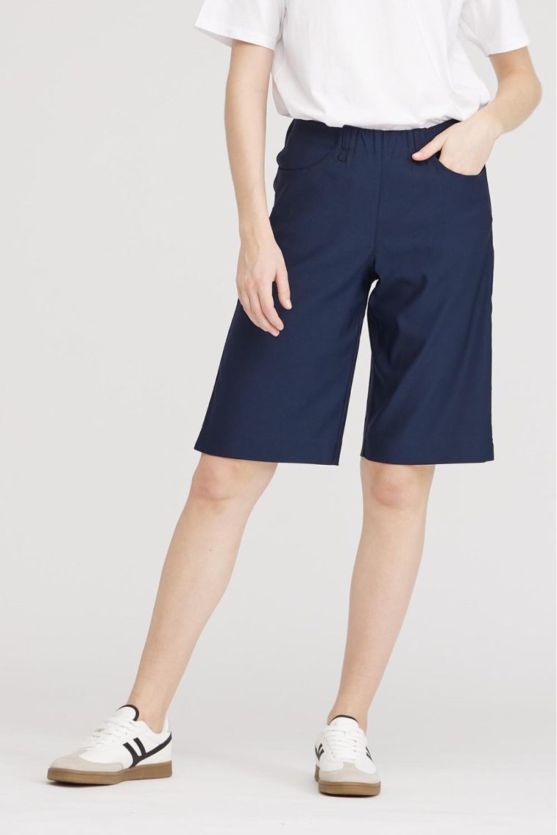 DONNA LOOSE Shorts i stretchig viskos, Navy