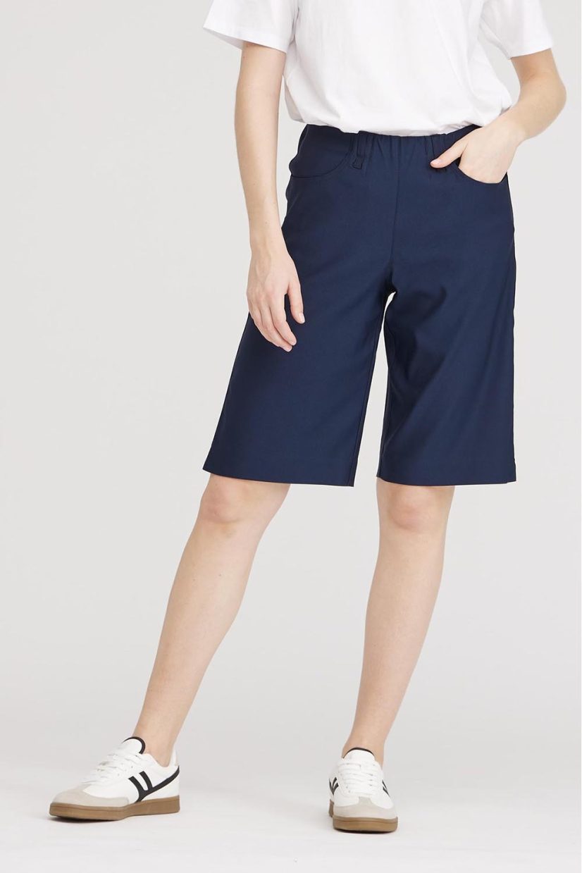 DONNA LOOSE Shorts i stretchig viskos, Navy