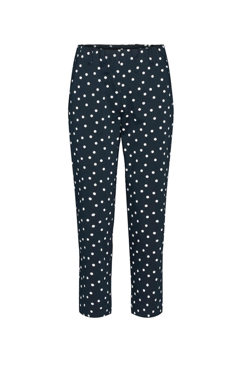 TAYLOR REGULAR CROP Byxor i stretchig bomull, Navy white dot