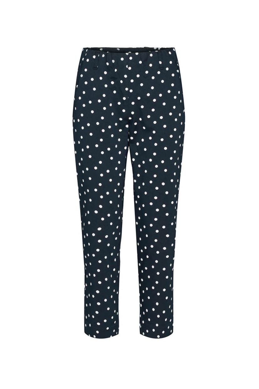 TAYLOR REGULAR CROP Byxor i stretchig bomull, Navy white dot