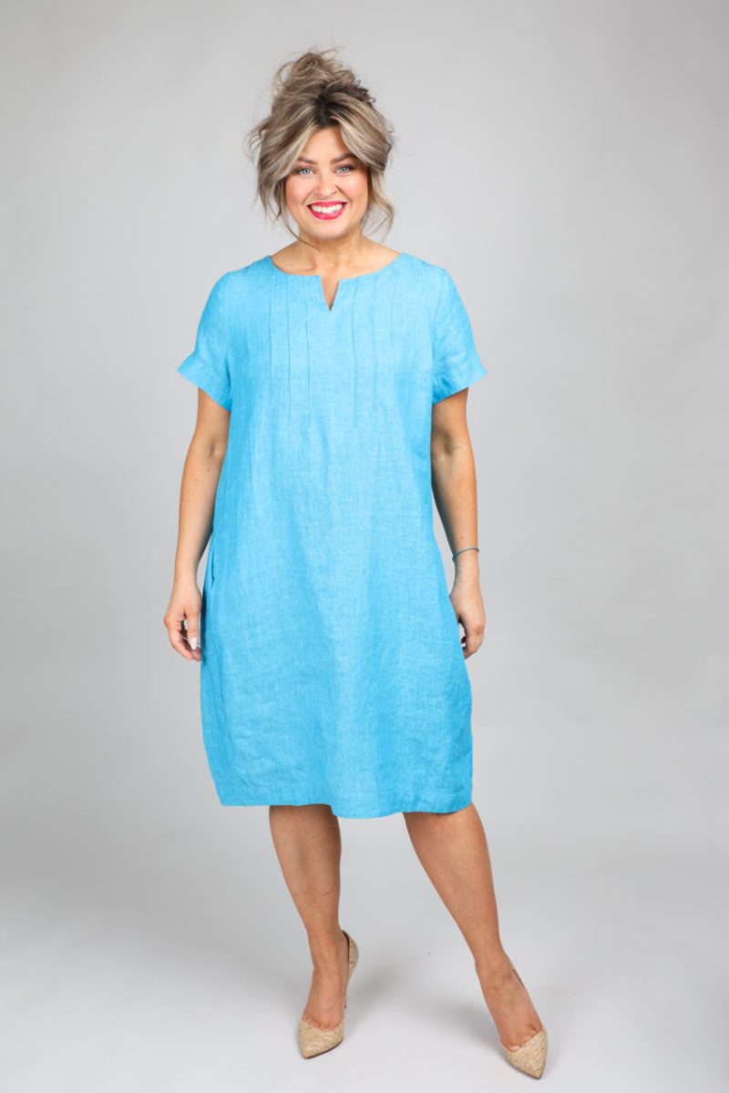 GARNASA-24 Klänning i lin, Turquoise