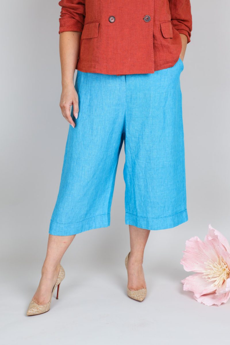 ISLANA-1 Byxor i lin, Turquoise