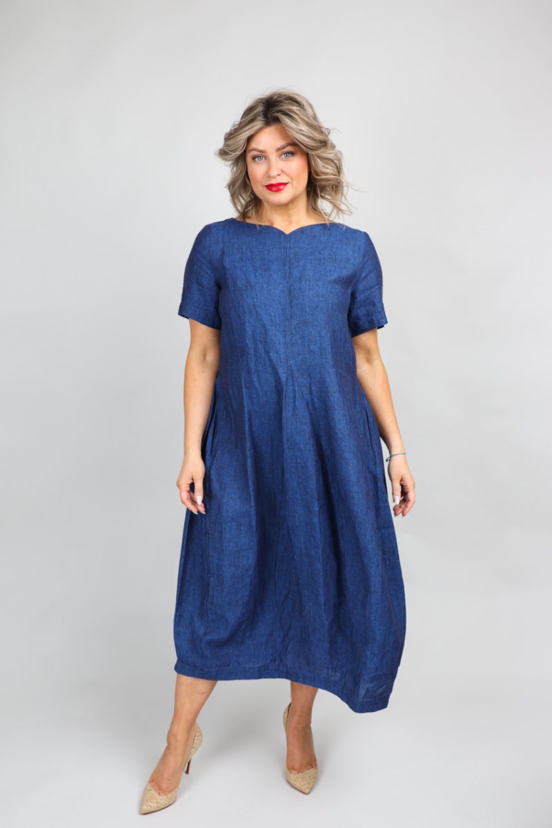 POPPY-1 Klänning i lin, Navy