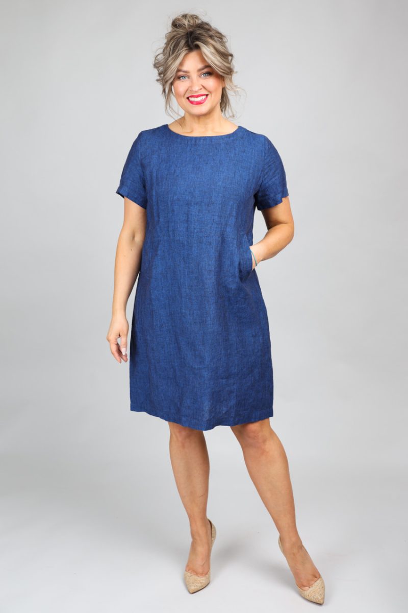 ROMANTINA-1 Klänning i lin, Navy
