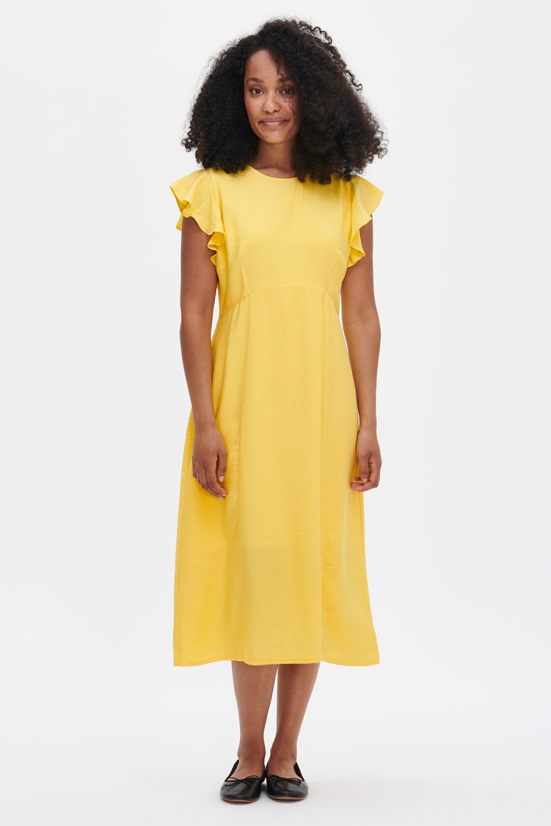 ANTONIA Klänning i viskos, Yellow