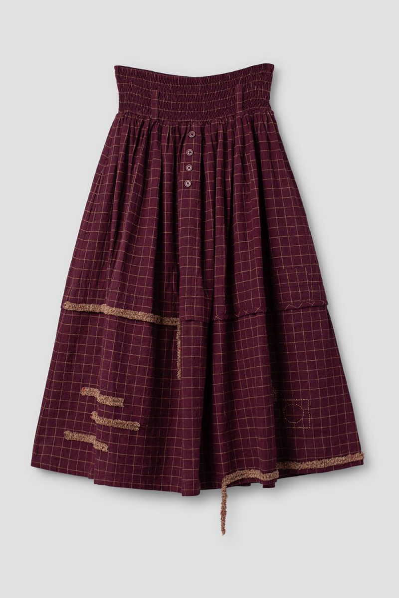 SABRINA Kjol i lin/bomull, Dark Plum