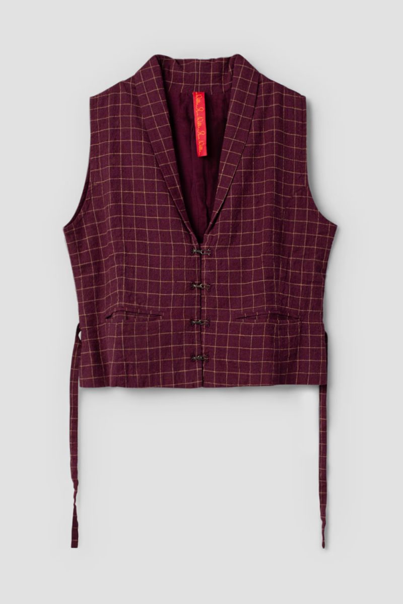 RIGMOR Väst i lin/bomull, Dark Plum