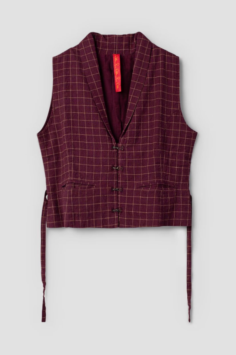 RIGMOR Väst i lin/bomull, Dark Plum