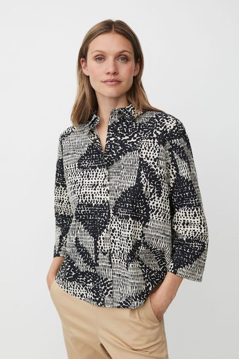 MaIDUKI Skjortblus i bomull, Black
