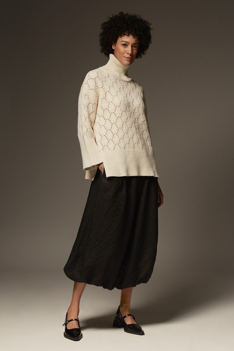 MaFABIANO Stickad polotröja i bomullsmix, Whitecap