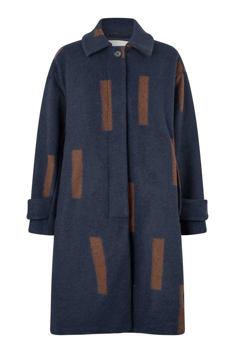MaTATENIA Vadderad ullkappa, Navy Blazer