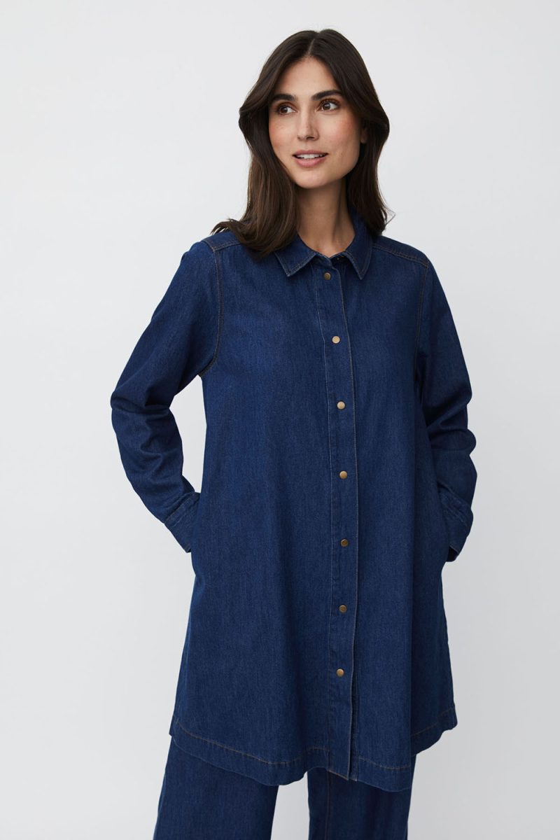 MaINGELENA Skjorttunika i bomullsdenim, Dark Denim
