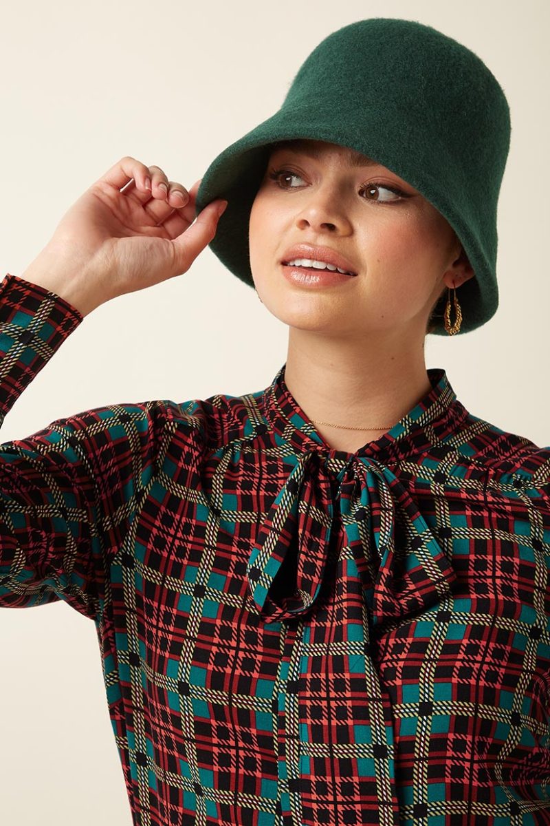 CLOCHE Hatt i ull, Pine Green