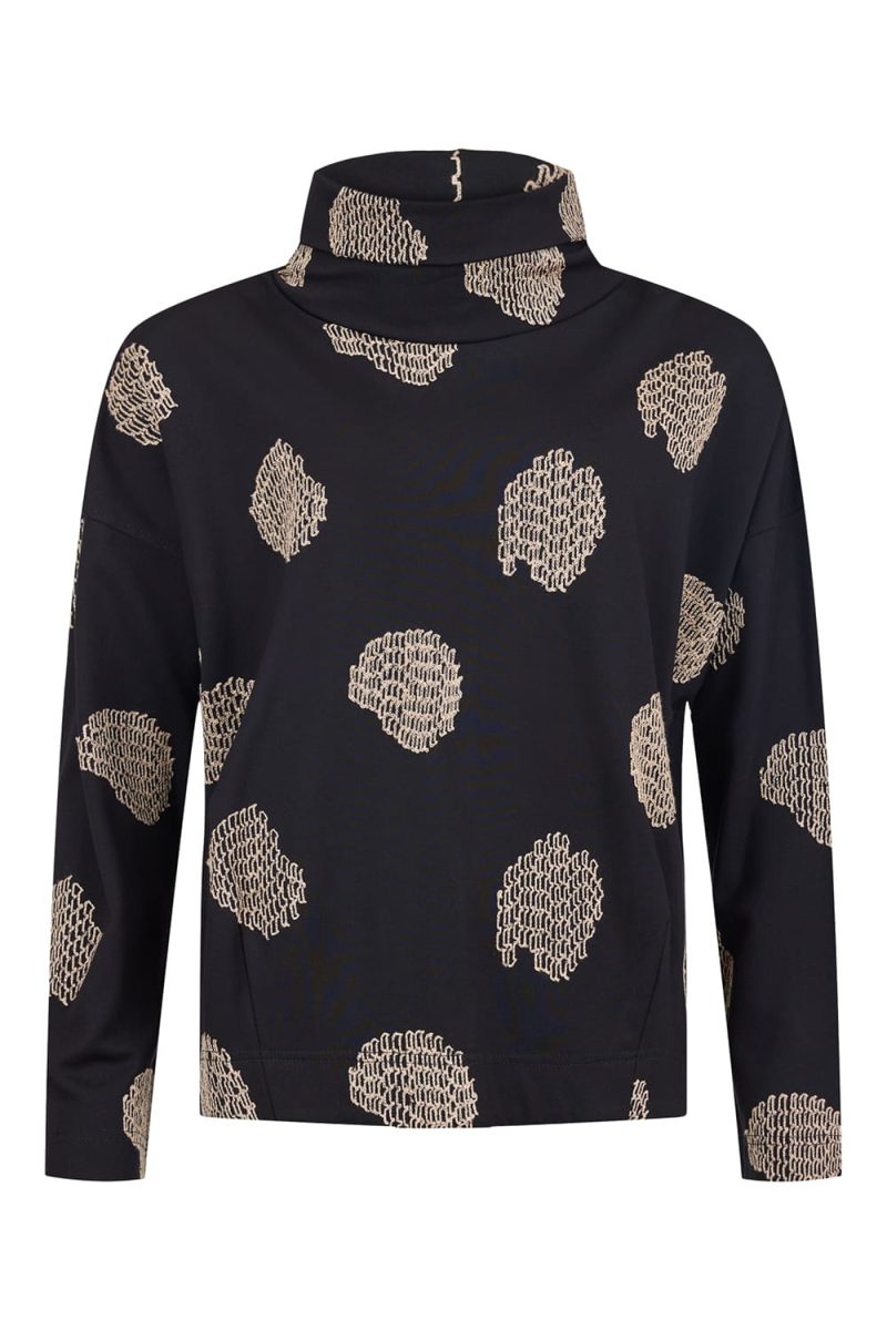Topp med krage i viskosjersey,Black