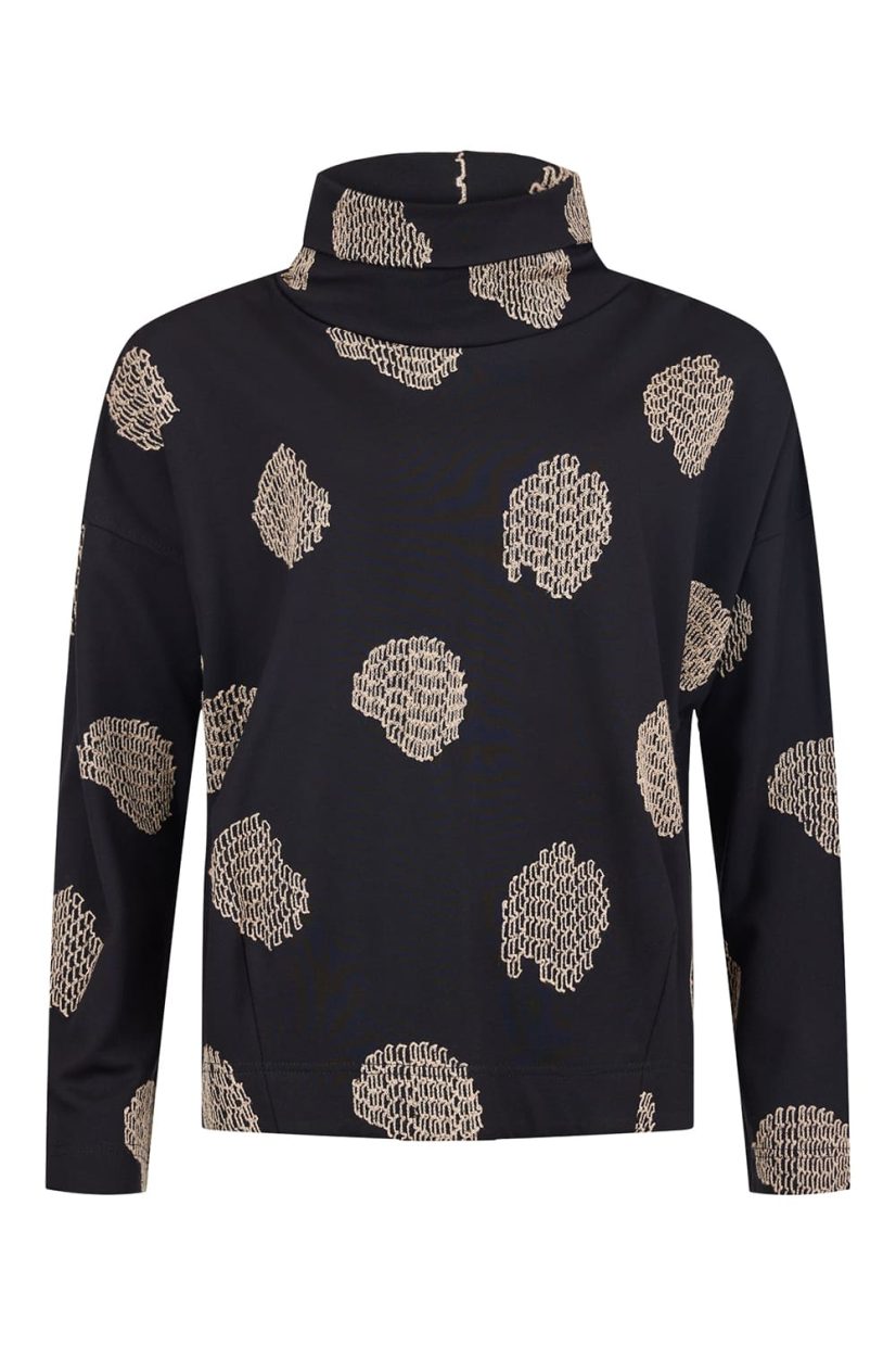 Topp med krage i viskosjersey,Black