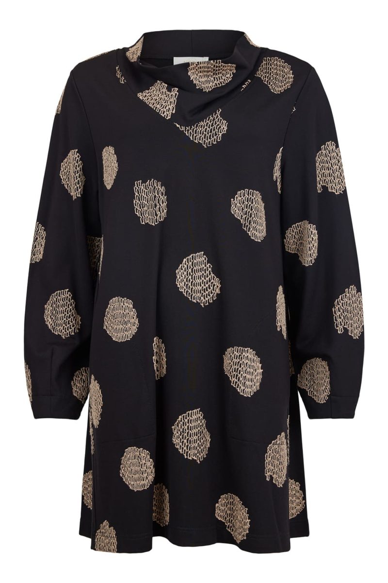 Tunika med krage i viskosjersey, Black