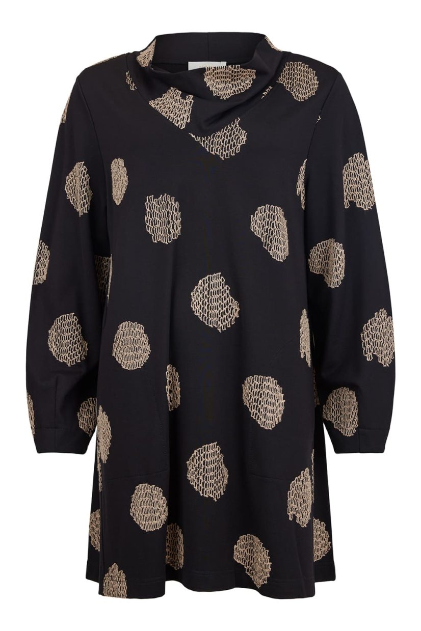 Tunika med krage i viskosjersey, Black