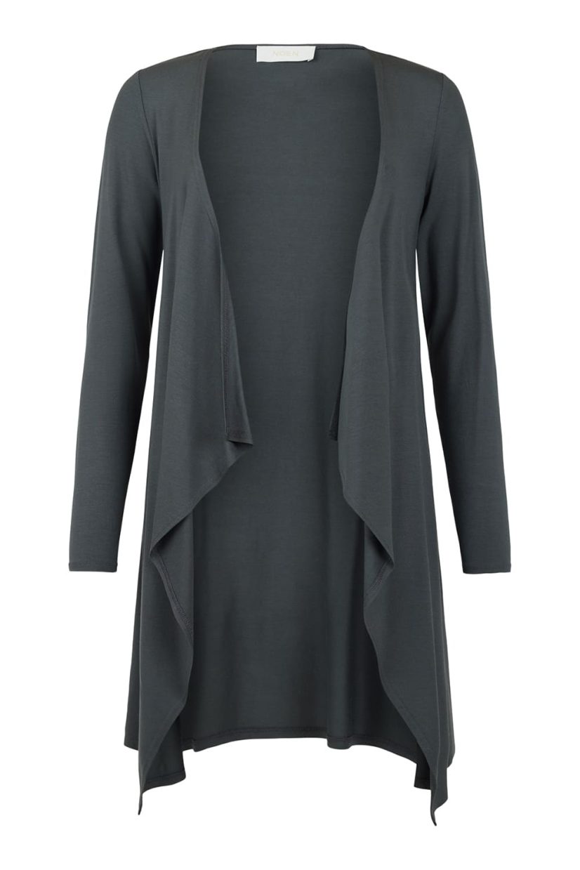 Långkofta i viskostrikå, Charcoal Grey