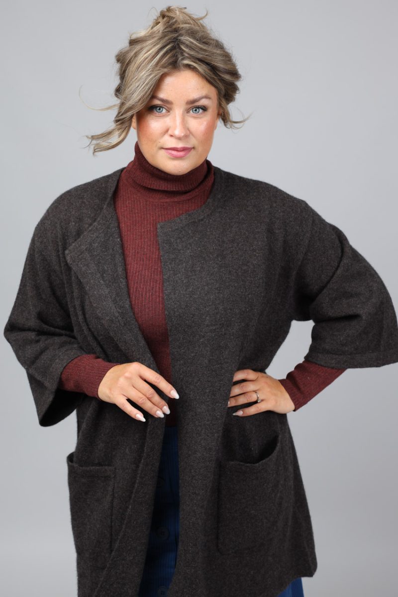 HARMONY Kofta i yakull/merinoull/bomull, Dark Brown