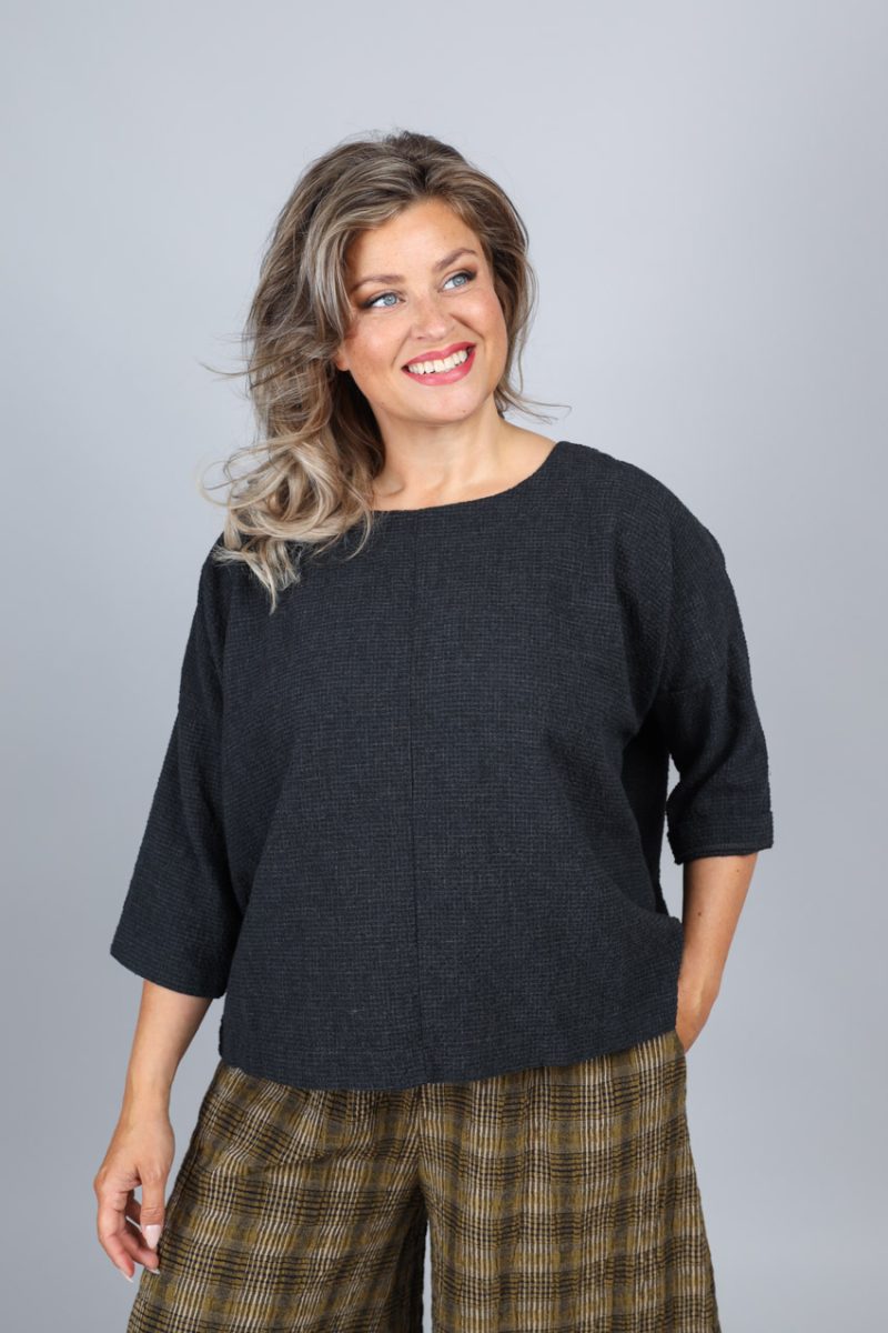 Topp i bomull/viskos, Anthracite