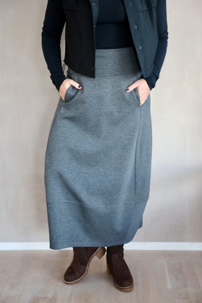 Kjol i viskosjersey, Frost Grey