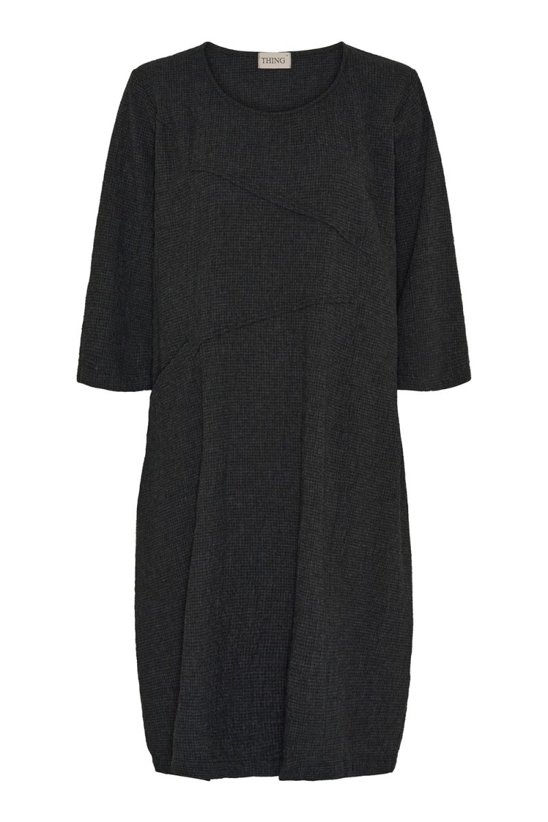 Klänning bomull/viskos, Anthracite
