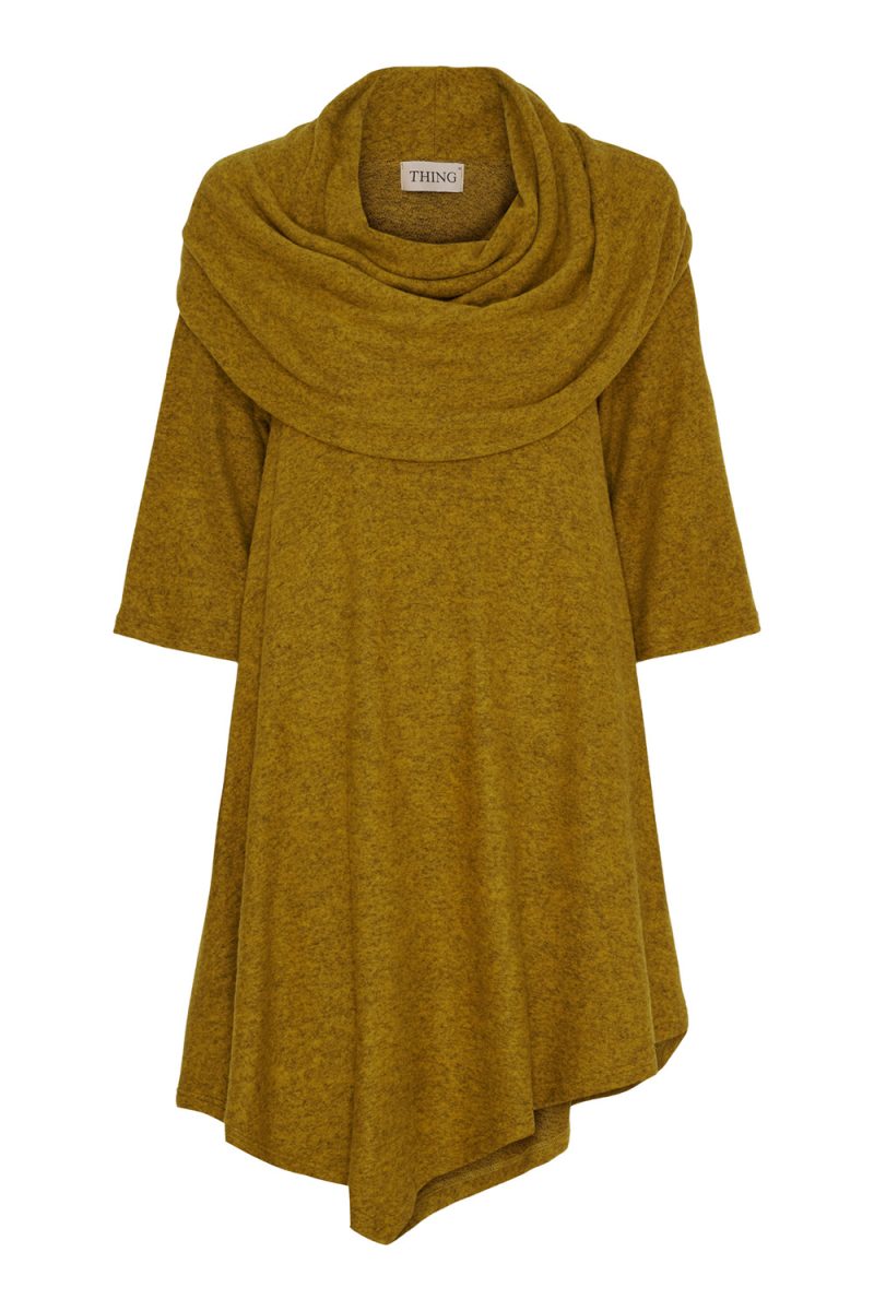 Tunika m. krage i viskosfleece, Ochre