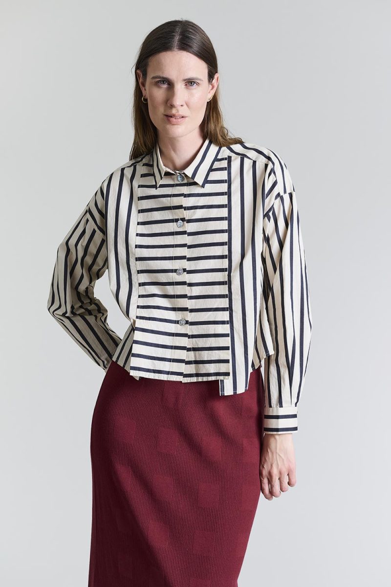 PIRATE STRIPE Skjorta i bomull, Vit/Svart