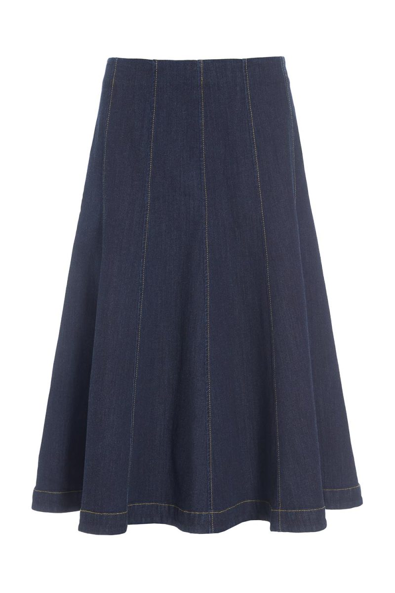 JINZU Kjol i bomullsdenim, Dark jeans blue