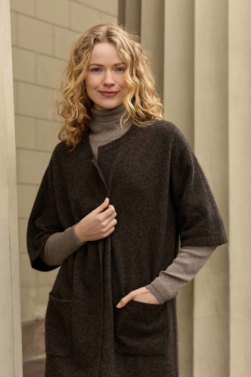 HARMONY Kofta i yakull/merinoull/bomull, Dark Brown
