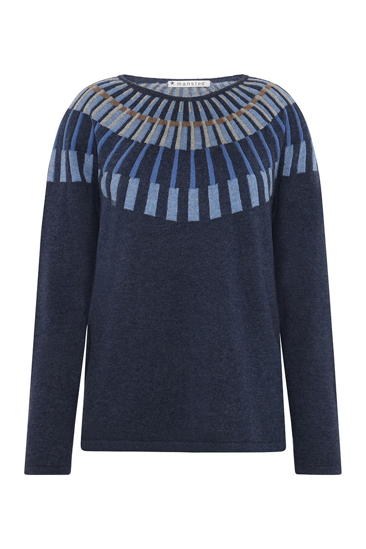 JOSEPHINE Tröja i merinoull/bomull, Soft Blue