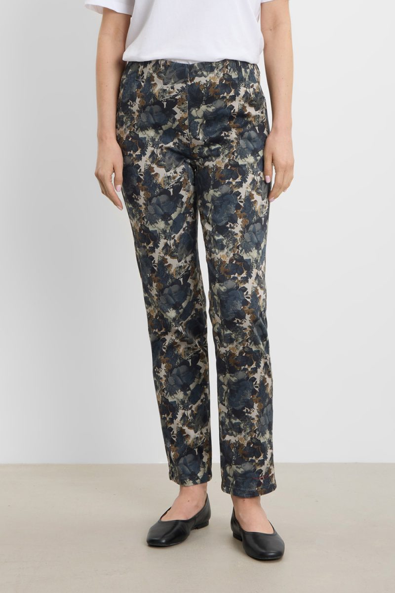 TAYLOR REGULAR SL Byxor i stretchig bomullsmix, Stone Flowe Print