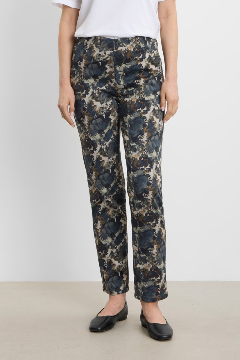 TAYLOR REGULAR SL Byxor i stretchig bomullsmix, Stone Flowe Print