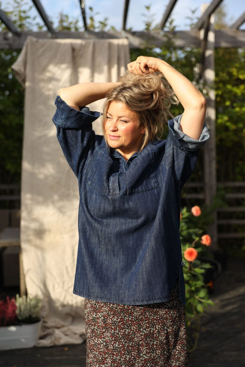 DANEPEOPLE Halvknäppt skjorta i denim