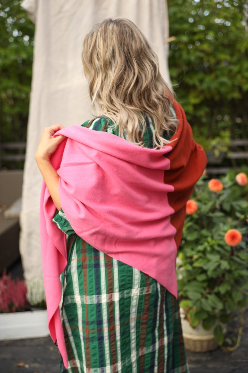 DANEFIREPLACE Sjal i ull,Spicy Pink/Dk Rust
